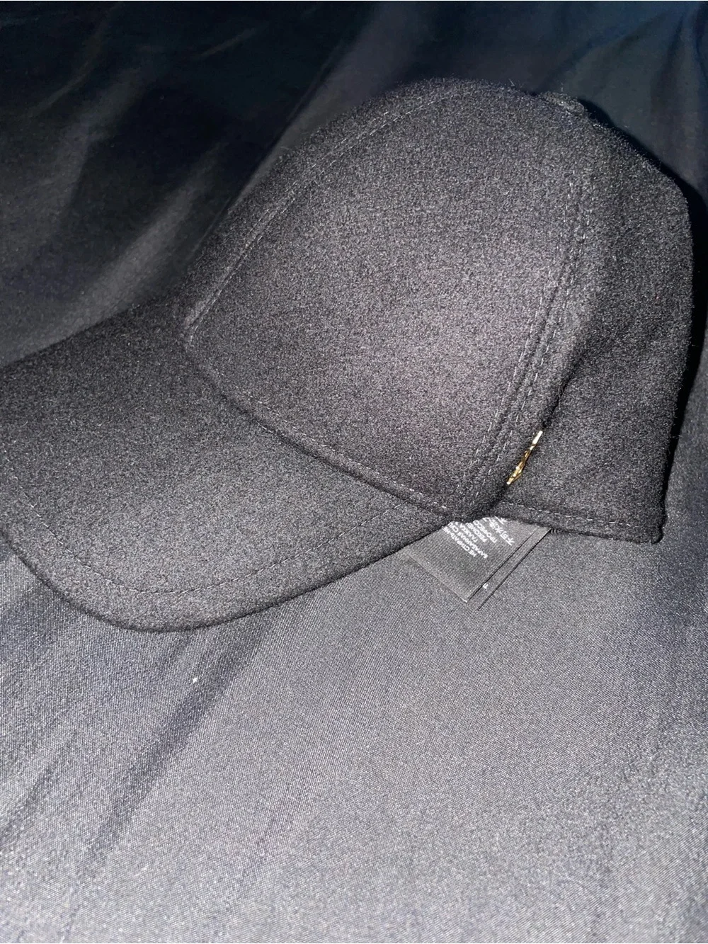 Yves Saint Laurent Black Wool Cap with Gold YSL Emblem